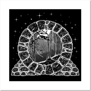 Moon Gate Grayscale Goth Design Posters and Art